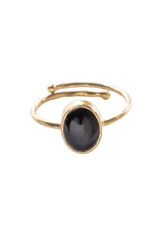 A Beautiful Story - Visionary - Guld Ring GP - Black Onyx - Onesize